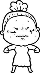 cartoon annoyed old lady