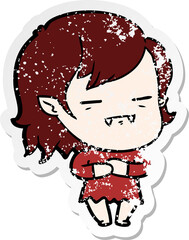 distressed sticker of a cartoon undead vampire girl