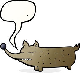 cartoon funny little dog with speech bubble