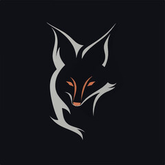 minimalist outline of a fox face logo illustration