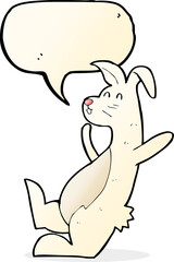 cartoon white rabbit with speech bubble