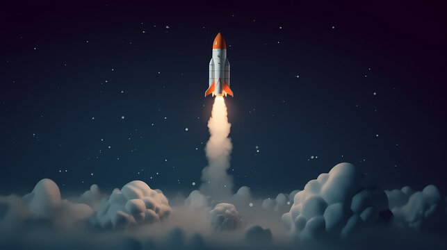 Rocket takes off into outer space,PPT background