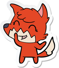 sticker of a happy cartoon fox