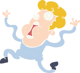 flat color style cartoon terrified man