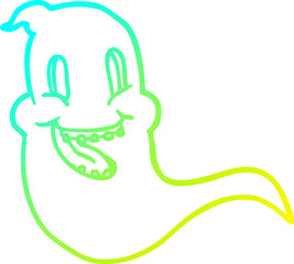 cold gradient line drawing of a spooky ghost