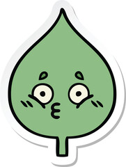 sticker of a cute cartoon expressional leaf
