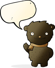 cartoon cute black bear with speech bubble