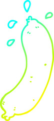 cold gradient line drawing of a cartoon sausage