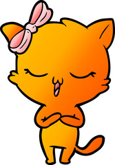 cartoon cat with bow on head