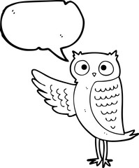 freehand drawn speech bubble cartoon owl