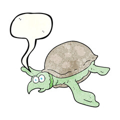 freehand speech bubble textured cartoon turtle
