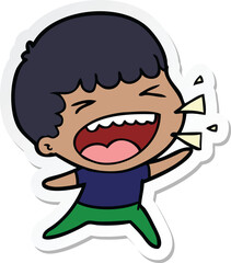 sticker of a cartoon laughing man