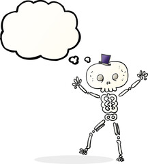 freehand drawn thought bubble cartoon dancing skeleton