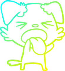 cold gradient line drawing of a cartoon disgusted dog