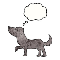 freehand drawn thought bubble textured cartoon dog