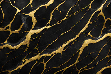 Black marble background with gold stripes