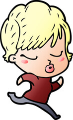 Obraz premium cartoon woman with eyes shut