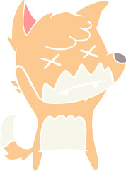 flat color style cartoon cross eyed fox