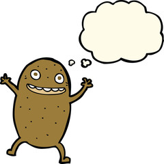 cartoon happy potato with thought bubble