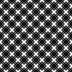 Black and white seamless abstract pattern. Background and backdrop. Grayscale ornamental design. Mosaic ornaments. Vector graphic illustration. EPS10.
