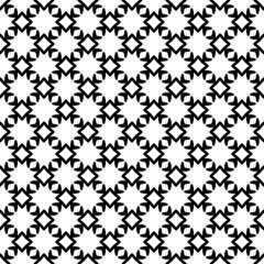 Black and white seamless abstract pattern. Background and backdrop. Grayscale ornamental design. Mosaic ornaments. Vector graphic illustration. EPS10.