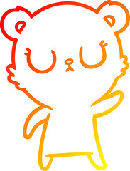 warm gradient line drawing of a peaceful cartoon bear