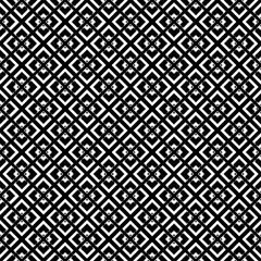 Black and white seamless abstract pattern. Background and backdrop. Grayscale ornamental design. Mosaic ornaments. Vector graphic illustration. EPS10.