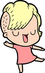 cute cartoon girl with hipster haircut