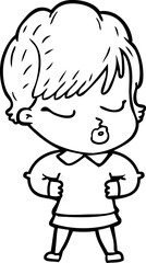 cartoon woman with eyes shut