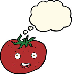 cartoon tomato with thought bubble