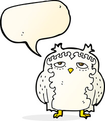 cartoon wise old owl with speech bubble