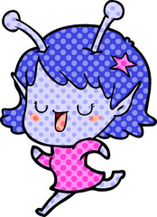 happy alien girl cartoon