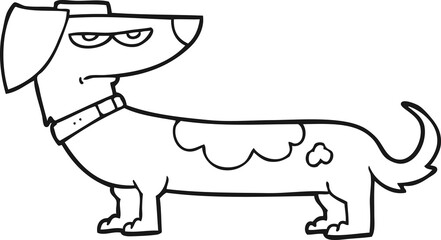 freehand drawn black and white cartoon annoyed dog