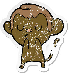 distressed sticker of a cartoon monkey