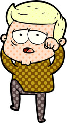 cartoon tired man