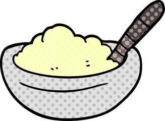 cartoon doodle bowl of mashed potato