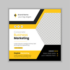 creative shapes & yellow social media post design template