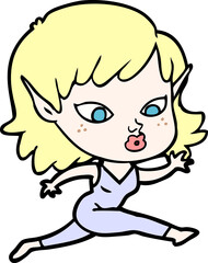 pretty cartoon elf girl running