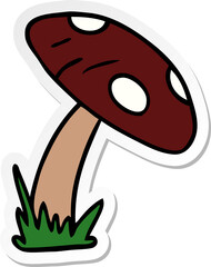 hand drawn sticker cartoon doodle of a toad stool