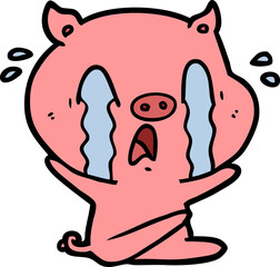 crying pig cartoon