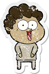Fototapeta premium distressed sticker of a cartoon happy man