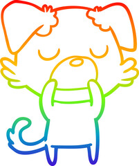 rainbow gradient line drawing of a cartoon dog