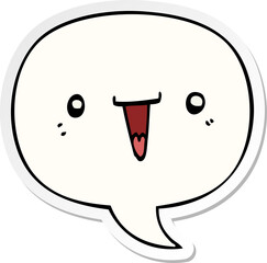 cute cartoon face with speech bubble sticker