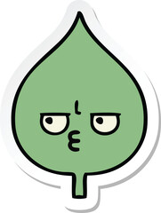 sticker of a cute cartoon expressional leaf