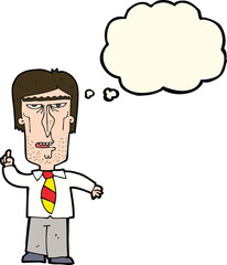 cartoon grumpy boss with thought bubble