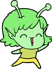 cartoon alien girl laughing