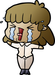 cartoon woman in tears