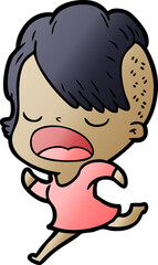 cartoon cool hipster girl talking