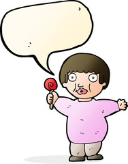 cartoon fat child with speech bubble