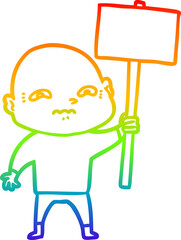 rainbow gradient line drawing of a cartoon nervous man